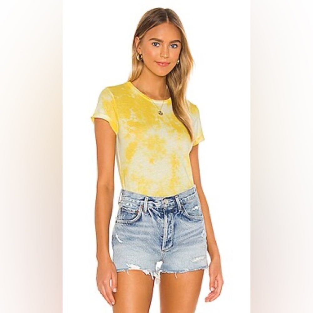 🆕 NWOT Revolve Agolde | Linda Boxy Crewneck Tee | Yellow Tie Dye